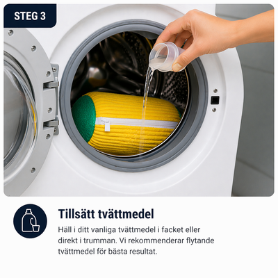 Tillsätt tvättmedel