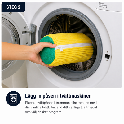 Lägg i tvättmaskinen